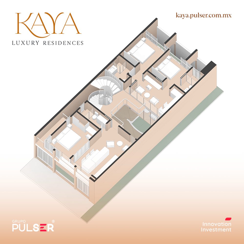 Plano de departamento tipo en KAYA Luxury Residences.